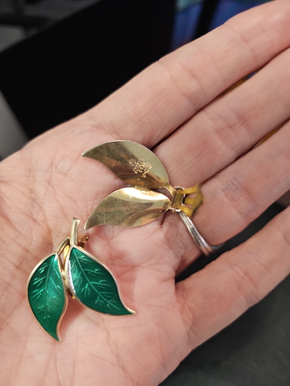 Sterling Enamel Clip-ons- Signed